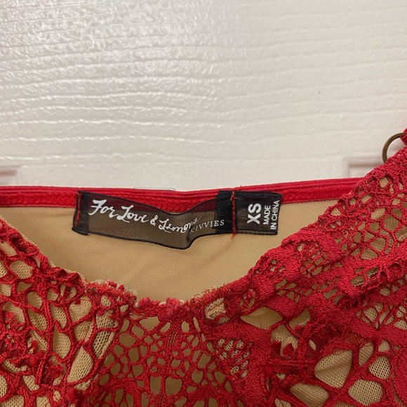 For Love and Lemons Bat your Lashes Skivvies Red Lace Mesh Bra - Picture 4 of 5
